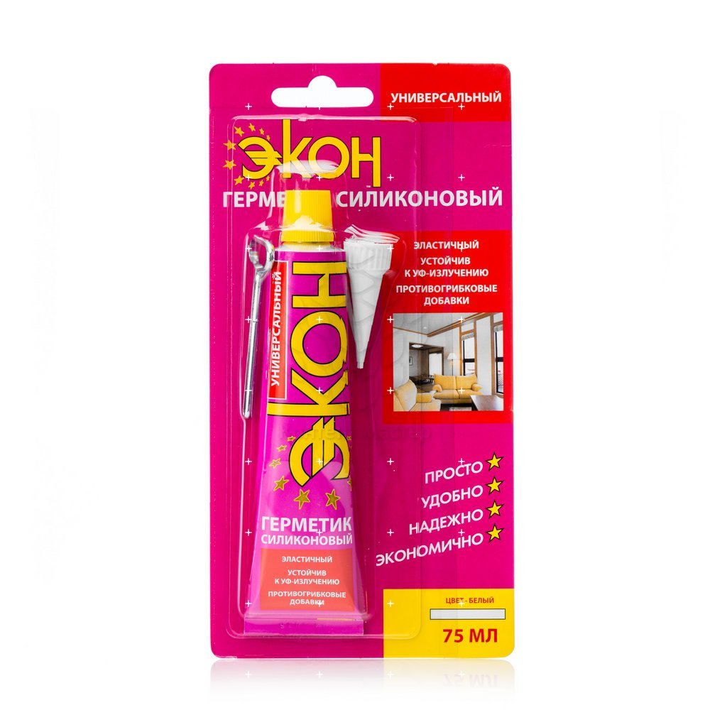 Герметик "Экон" cиликоновый универсальный белый, 75мл