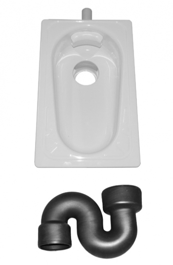 Чаша Генуя 535х340х264 стальная с сифоном и рассекателем