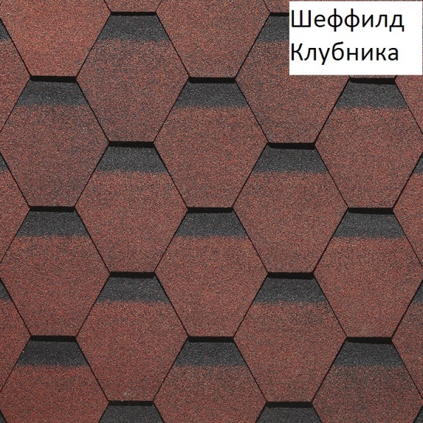 Гибкая черепица Docke серия GOLD коллекции "Шеффилд" Клубника, 1уп=3м2