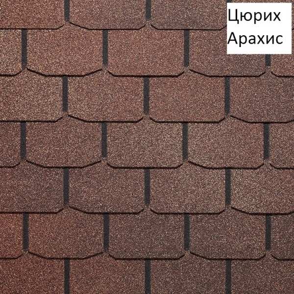 Гибкая черепица Docke серия GOLD коллекции "Цюрих" Арахис, 1уп=3,1м2