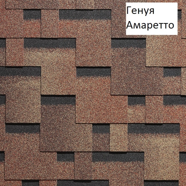 Гибкая черепица серия GOLD коллекции "Генуя" Амаретто, 1уп=3м2