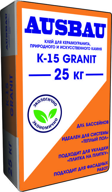 Ausbau К-15 Granit клей для керамогранита, природного и искусственного камня 25кг 