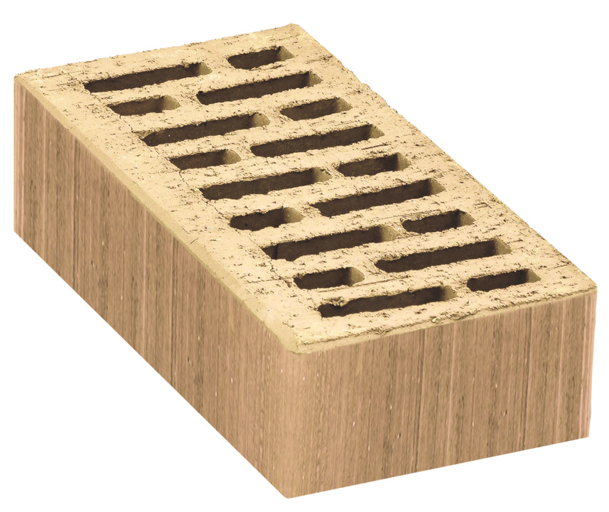 Кирпич лицевой пустотелый одинарный "Уральский дождь" К-1,0 слоновая кость