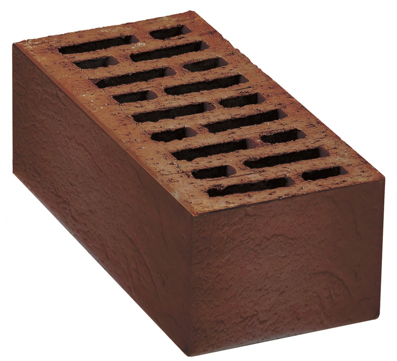 Кирпич лицевой пустотелый утолщенный "Круглянский сланец" К-1,35 коричневый