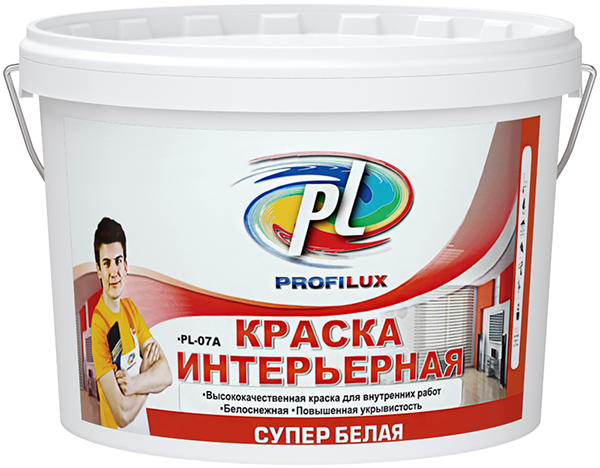 Краска ВД "Профилюкс" PL-07А акрил. интерьерная СУПЕРбел, 3кг