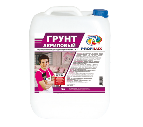 Грунт "Профилюкс" PL-17А акрил. для наруж. и внутр. работ, 1л