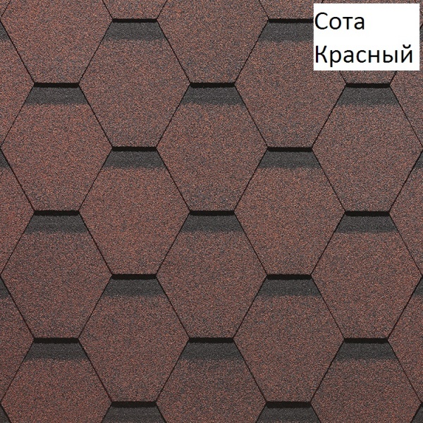 Гибкая черепица Docke серия SIMPLE коллекции "Сота" Красный, 1уп=3м2