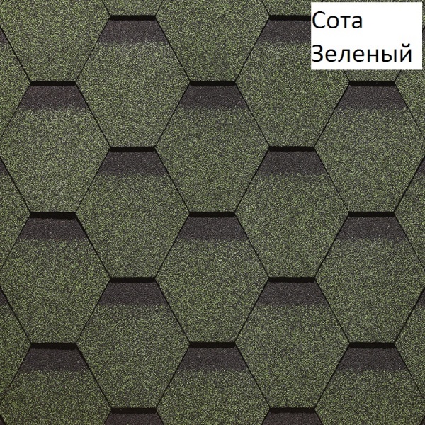 Гибкая черепица Docke серия SIMPLE коллекции "Сота" Зеленый, 1уп=3м2